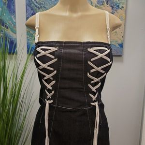 SOLD.     Dolce & Gabbana Denim Corset Laceup Dress